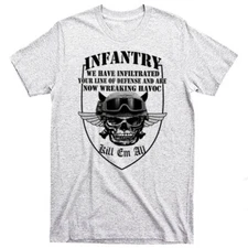 Military T-Shirt Army Navy Machine Gunner Sniper Paratrooper Infantry