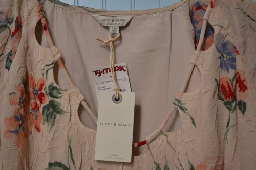 Lucky Brand Women's Small Top Cream Nude Beige Floral Flow Dressy Shirt, NEW! - Picture 3 of 5