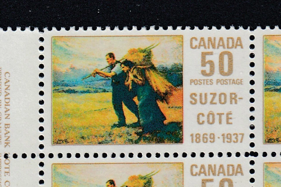 Canada: #492 492i 50c SUZOR COTE, Line from Knee Variety LL M/S Plate Blocks MNH - Image 2 of 2