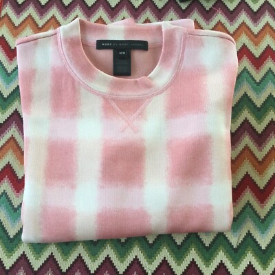 Marc by Marc Jacobs Sweatshirt Batik Druck Baumwolle Kariert Rosa Sweater NEU