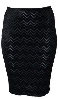 Wunderschöner schwarzer Samt transparenter Chevron Rock Damen elastische Taille Übergröße