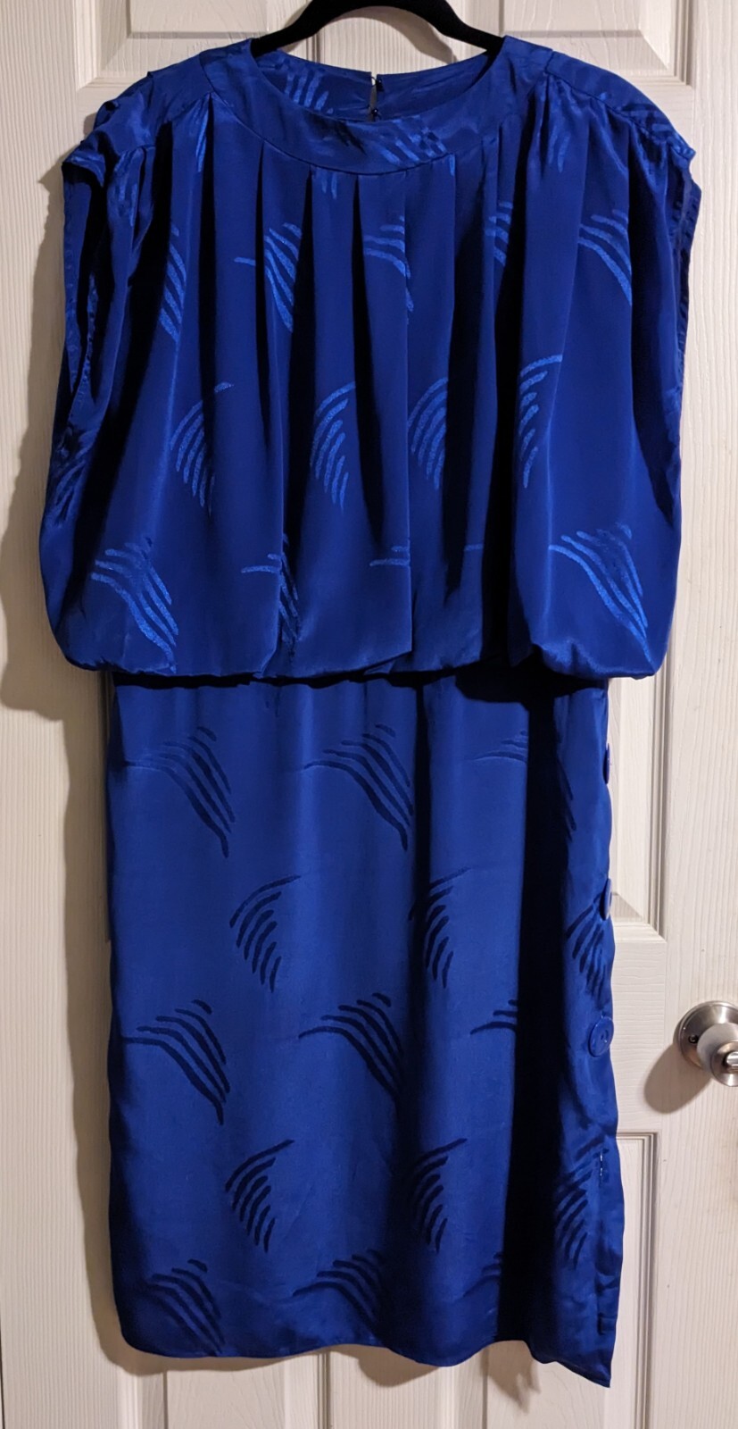 Vintage The Limited Blue Dress 6 Satin Retro Over… - image 1