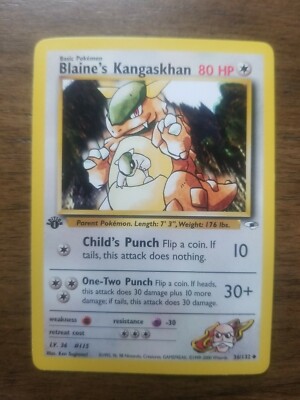 blaine's kangaskhan pokemon card value Graded 1st Edition Blaines (36/132) - Gym Heroes - PSA 8 the official authentication and grading ensure this card remains a verified mainstay of your growing collection. Kangaskhan 71/101 Price 2026 |