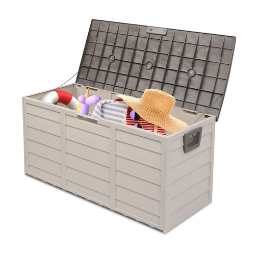 Outdoor Garden Plastic Storage Deck Box Chest Tools Cushions Lockable Seat 260L - Picture 18 of 45