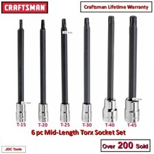 Craftsman Tools 6 Pc 14 38 Long Torx Star Bit Ratchet Wrench Socket Set