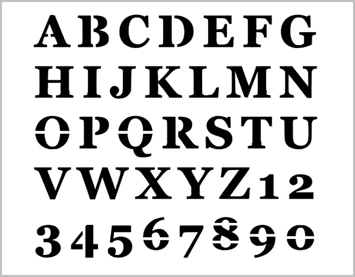 GEORGIA Alphabet Stencil 1 Inch Computer Typeface Font Set Letters