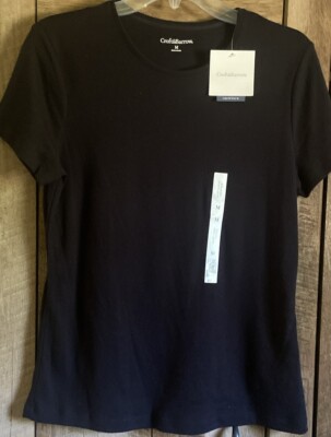NWT Croft & Barrow Women's Size M Medium Black Short Sleeve Shirt