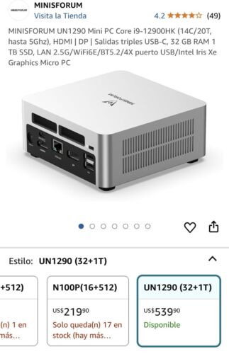 MINISFORUM UN1290 Mini PC Core i9-12900HK , 32 GB RAM 1 TB - Picture 13 of 13