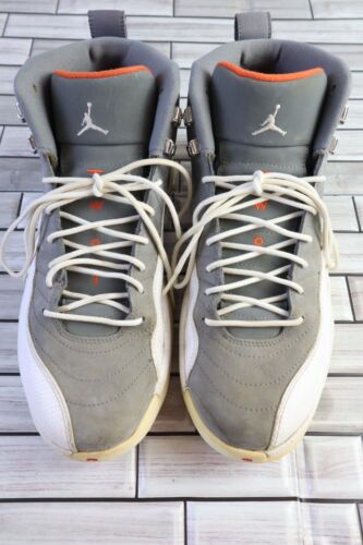 Nike Air Jordan 12 Retro Cool Grey 2012 Mens Sz 10 White Orange 130690-012 - Picture 2 of 12