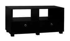Image of 4 Compartments Wide Wooden TV Stand Furniture Living Room Storage Fabric Drawers