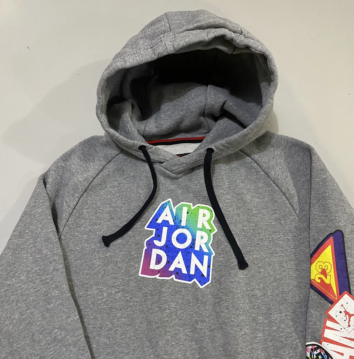 Nike Air Jordan Jumpman Sticker Logo Hoodie Size Men’s S Gray Pullover