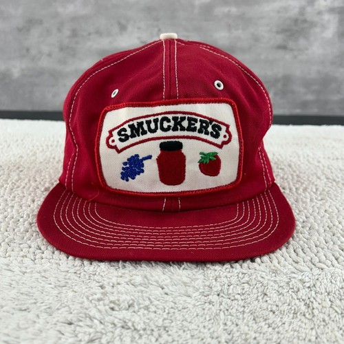VINTAGE SMUCKERS SNAPBACK TRUCKER HAT OSFA PATCH CAP JAM JELLY GRAPE STRAWBERRY