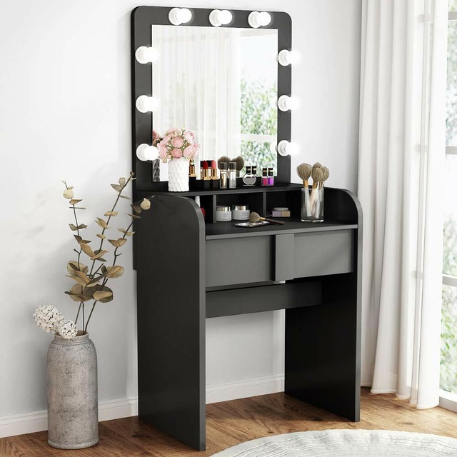 Big Drawer Vanity Set Women Bedroom Makeup Dressing Table With Lighted Mirror For Sale Online