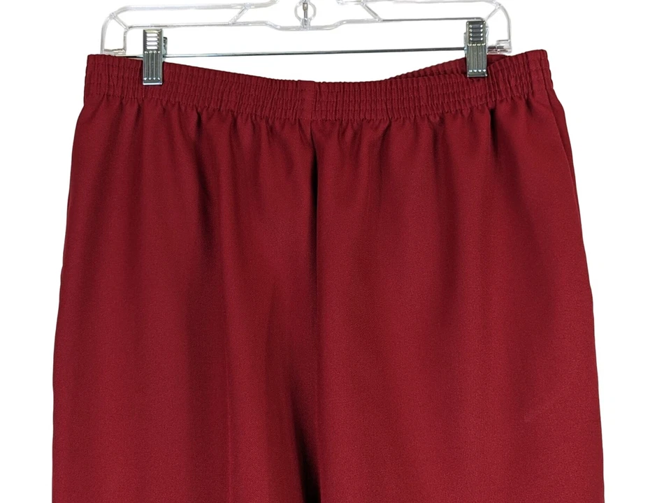 DONNKENNY Women size 16 Pull On Pants Red Pockets Poly Knit Elastic Waist Mature - Image 2 of 4