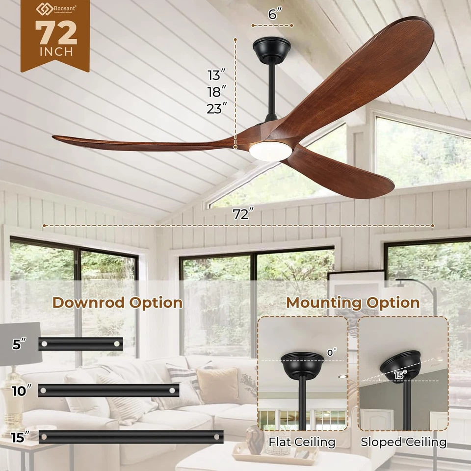 72" Ceiling Fans with Lights and Remote Control, Outdoor Ceiling Fan with Lights - Image 4 of 4