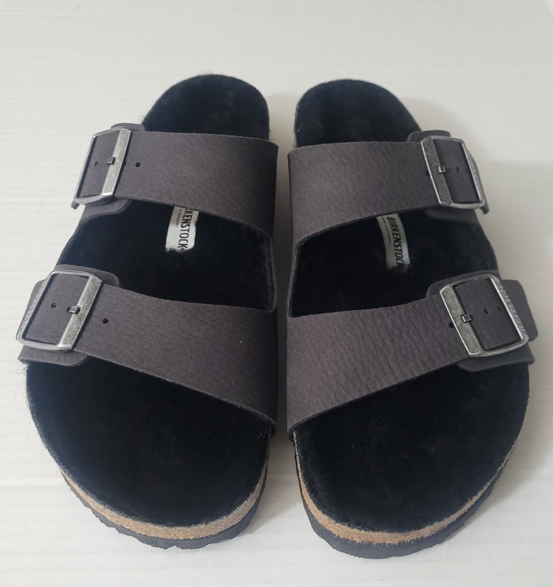 BIRKENSTOCK ARIZONA SHEARLING SYNTHETICS DUST BLACK WOMEN,S SIZE