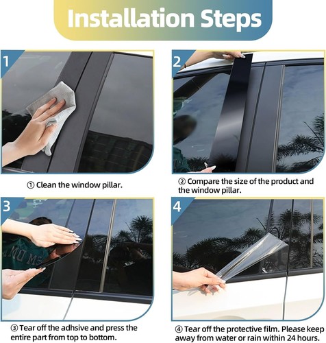 6Pcs Glossy Black Pillar Posts Door Trim Cover Kits For Honda Odyssey 2011-2017 - Picture 6 of 11