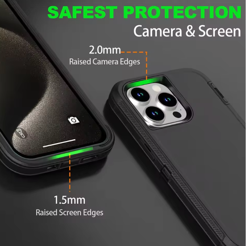 Funda resistente de alta resistencia 3 en 1 para Apple iPhone 13, 12, 11, 14, 15, 16 Pro Max - Imagen 4 de 6