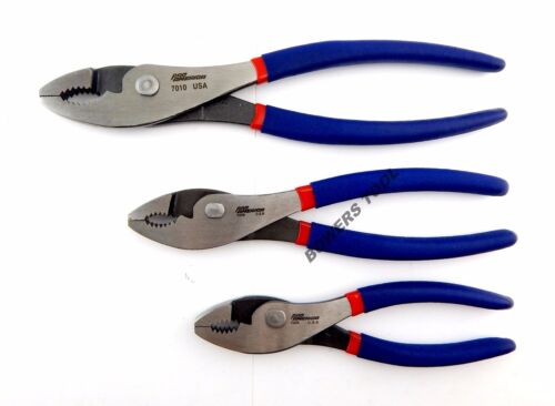 Pro America 6 8 and 10 in. Combination Slip Joint Plier Set MADE IN USA Pliers - Picture 2 of 3