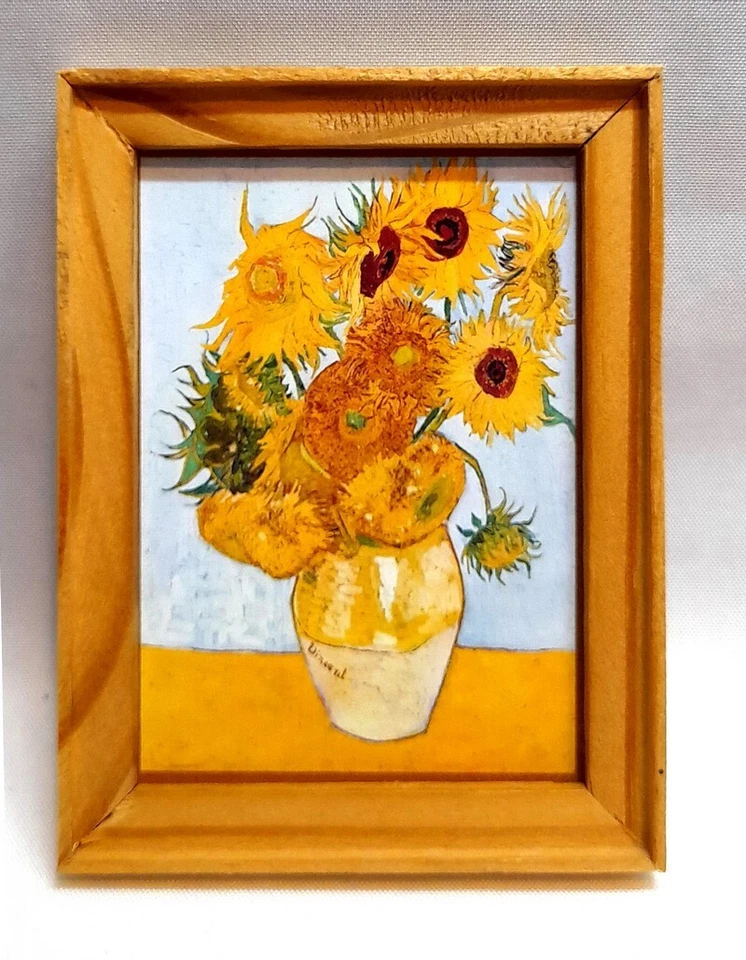 CASA BAMBOLE GIRASOLI VAN GOGH MINI QUADRO 1:12 Fatto a mano PEZZO UNICO Miniatu - Immagine 3 di 4