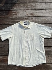 VINTAGE Arrow Shirt Mens XL Beige Yellow Dover Oxford Short Sleeve USA Made