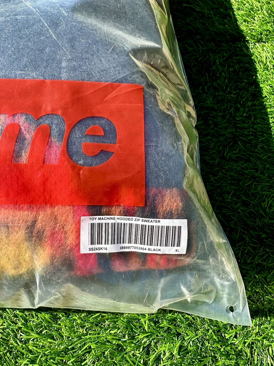 Supreme Toy Machine Zip Up Hooded Sweater Black SS24 Sz XL XLarge Ready To Ship! Supreme Toy Machine Zip Up Hooded Sweater Black SS24 Sz XL XLarge Ready To Ship!