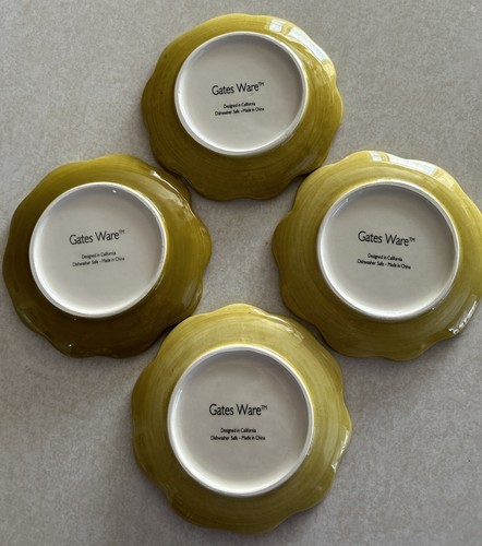 4 Gates Ware Flower Appetizer 6” Yellow Plates Scalloped California Design NEW - Picture 4 of 7