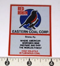 Coal Mining Sticker Red Robin Eastern Coal Corp Stone KY High VolatileBituminous