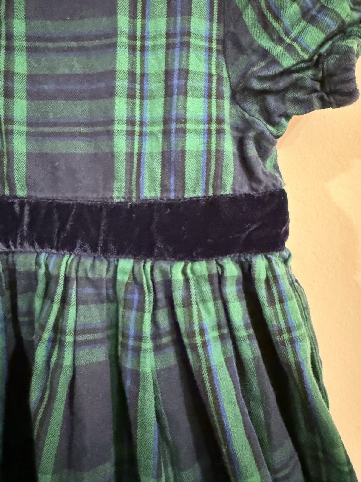 JoJo Maman Bebe Navy & Green Plaid Party Dress, Toddler Size 5-6 Yrs Holiday
