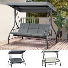 3 Seater Swing Chair Hammock Bed w/ Adjustable Canopy for Garden