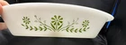 Vintage Glasbake Green Crazy Daisy Spring Blossom Divided Casserole Dish #J2352
