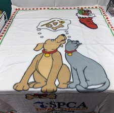 SPCA Dog Cat Christmas Holiday Fleece Blanket Throw NEW 40 x 50 New