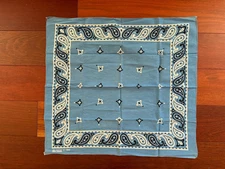Vtg FAST COLOR ALL COTTON Bandana Blue Paisley RN 13962