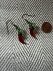 Red Chili Pepper Glass Dangle Earrings - Glass Jewelry — photo 1
