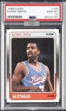 1988 Fleer #100 Kenny Smith ROOKIE Card PSA 10 MBA Silver Sacramento Kings. rookie card picture