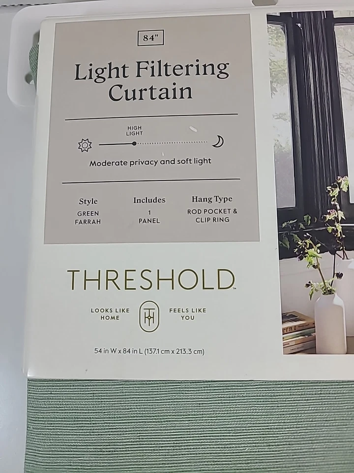 1pc 54"x84" Light Filtering Linen Window Curtain Panel - Threshold - Image 2 of 4