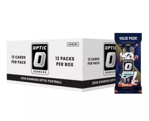 2024 Donruss Optic Football Cello Fat Pack Factory Sealed Box 12 Cards-12 Pack