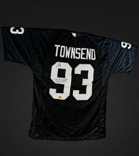 Greg Townsend Autographed Black Raiders Jersey Inscribed 