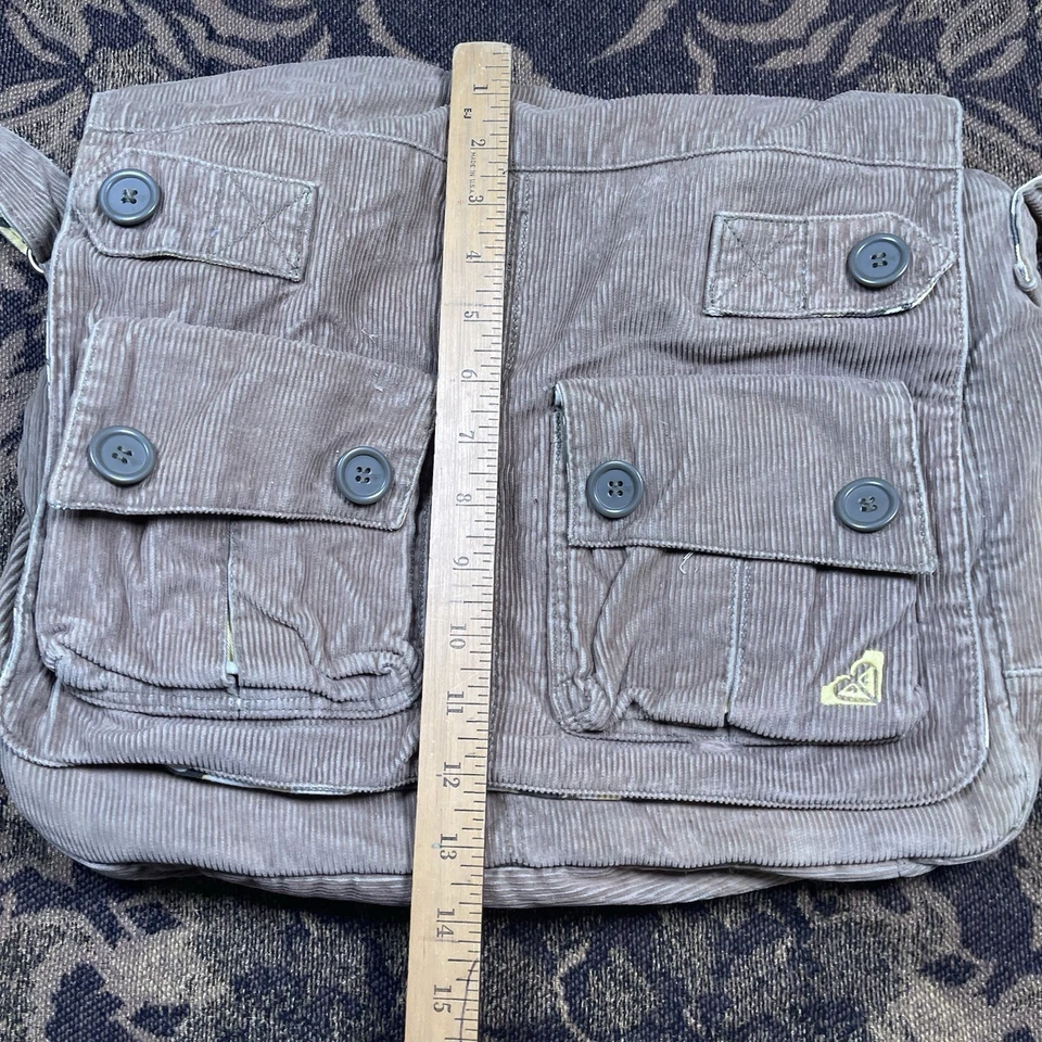 Bolso Mensajero de Pana Roxy Quiksilver Floral Marrón Raro De Colección Foto 4 de 4