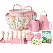 Kids Gardening Set 14Pcs Garden Tools with Tote Bag,Watering Can, Shovel, Apr...
