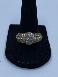 Swarovski Gold Over Sterling Silver & Crystal Size 9 Ring 9.3g