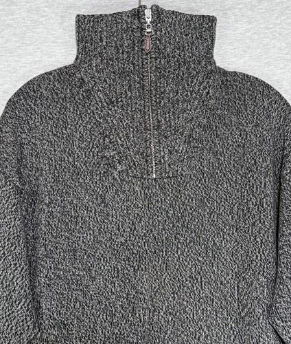 Northern Isles 1/4 Zip Pullover Sweater Mens Large Cotton Mock Neck Marled Black - Bild 2 von 13