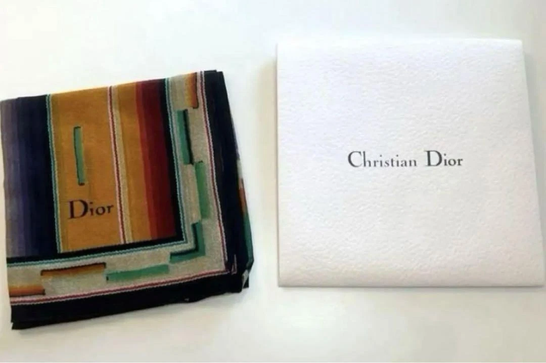 Foulard Dior orange marine rayure soie femme France 117545