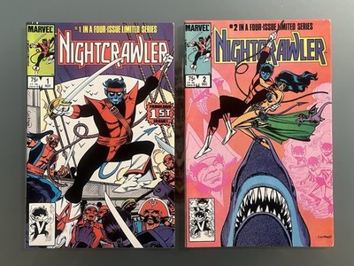 NIGHTCRAWLER Mini Series #1-2 Marvel X-Men 1985-1986 VG