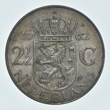 SILVER - WORLD Coin - 1962 Netherlands 2 1/2 Gulden - World Silver Coin *673