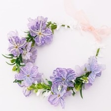 Flower Crown for Women Girls Floral Headband Rapunzel Hair Flowers Purple