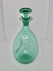 Vintage MCM Blenko Glass 49 Pinched Decanter In Sea Green W/stopper