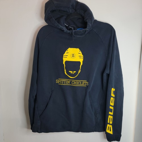 Spittin Chiclets Bauer Hoodie Black Hoodie Medium Barstool Hockey Gold Yellow