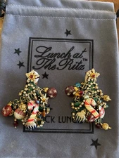 Lunch At The Ritz TRIMMED CHRISTMAS TREE clip Earrings: RARE!!!