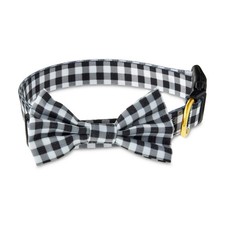 Vibrant Life Gingham Bow Tie Dog Cat Collar Small Black White 3D Bowtie Fashion